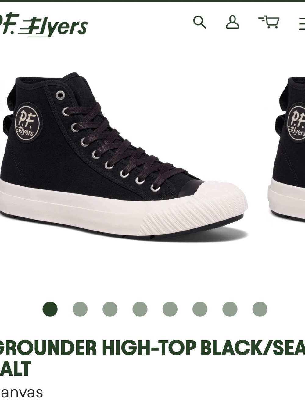 NEW! P.F. Flyers GROUNDER HIGH-TOP BLACK/SEA SALT Canvas 11.5 Men’s/13 Women 1